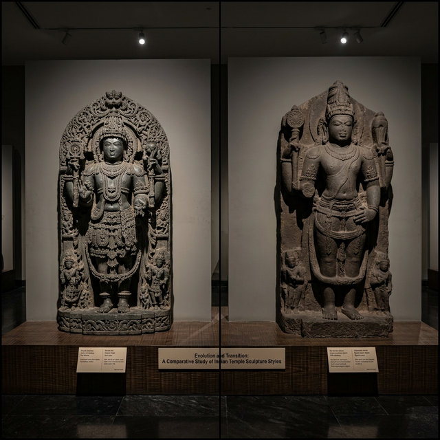Comparison of pre-Khilji and post-Khilji era stone sculpture showing artistic decline